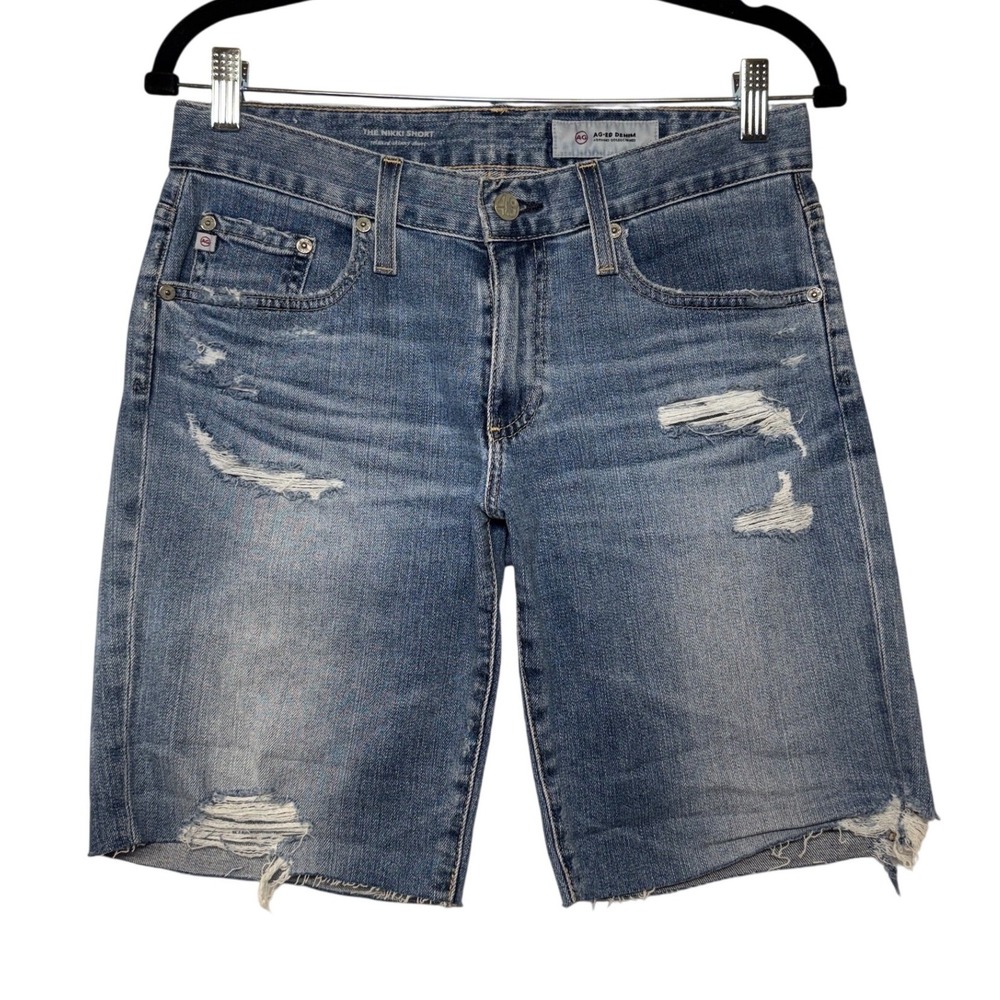 AG Adriano Goldschmied The Nikki‎ Short Relaxed Distressed Blue Denim 26R